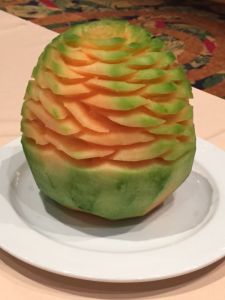 How many knife cuts to carve this cantelope? photo by Karen Kuzsel